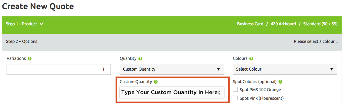 Custom Quantity